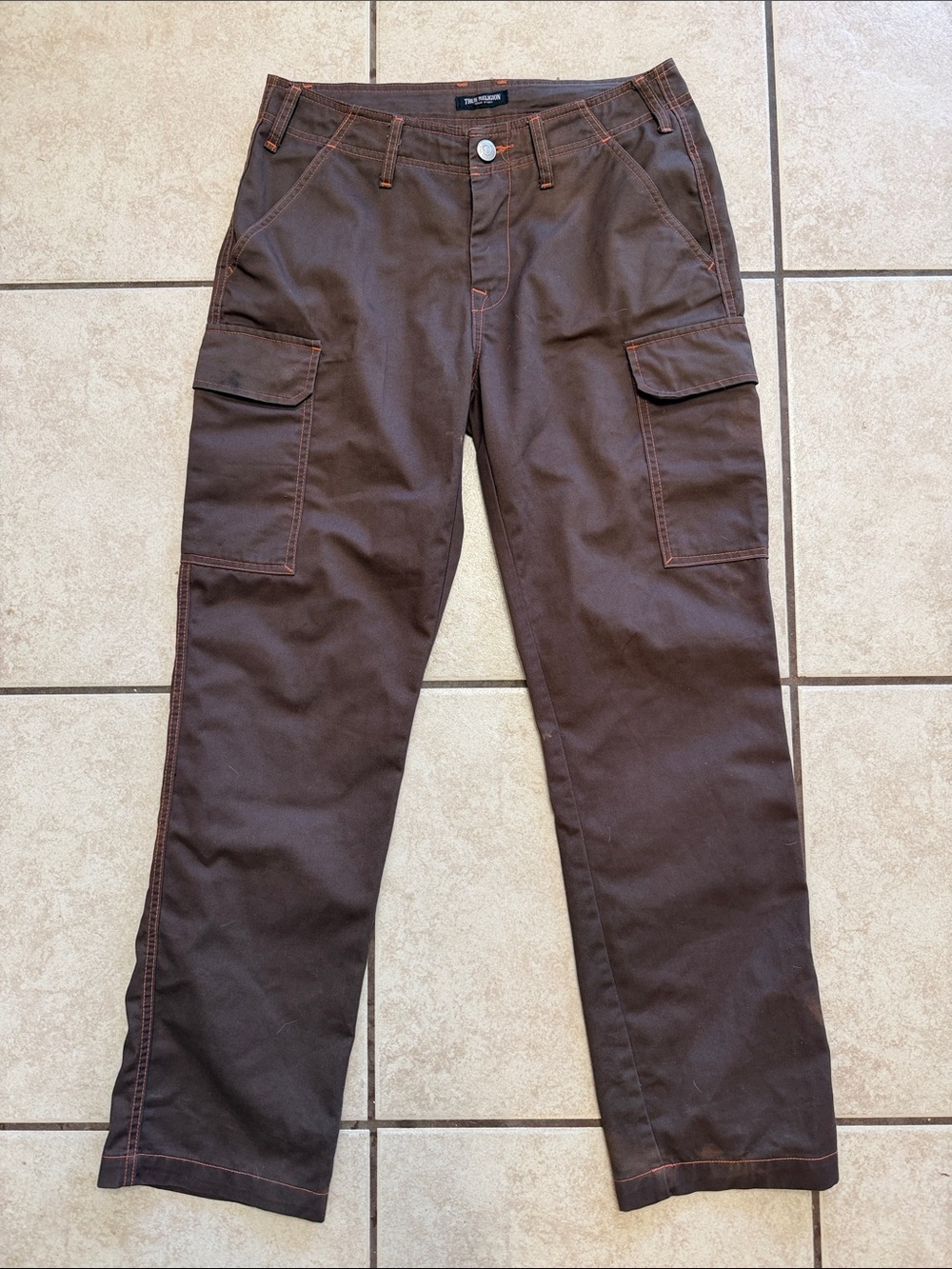True Religion Brown Cargo Pants Men’s 30 Utility Y2K Streetwear Flap Pocket